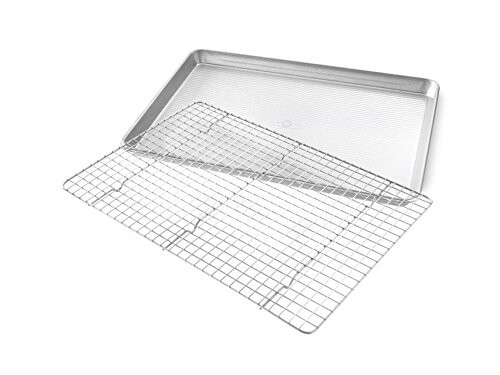 Metal baking sheet and cooling rack set.