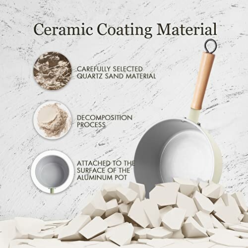 Illustration of ceramic coating material process with pot and quartz sand.