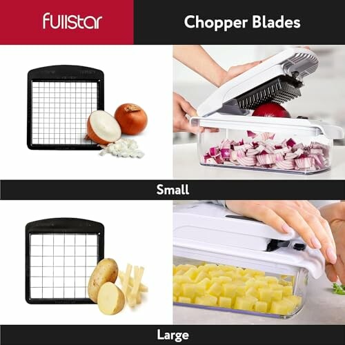 Fullstar chopper blades slicing onions and potatoes.