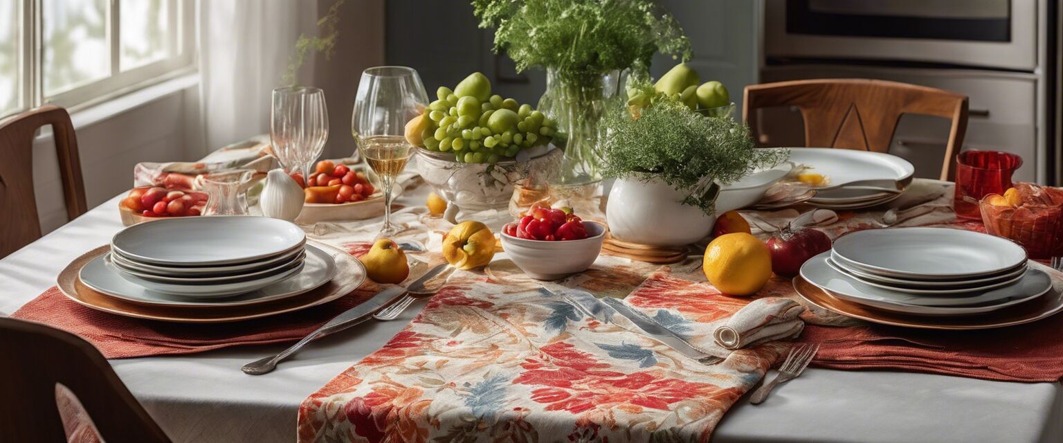 Display of kitchen and table linens