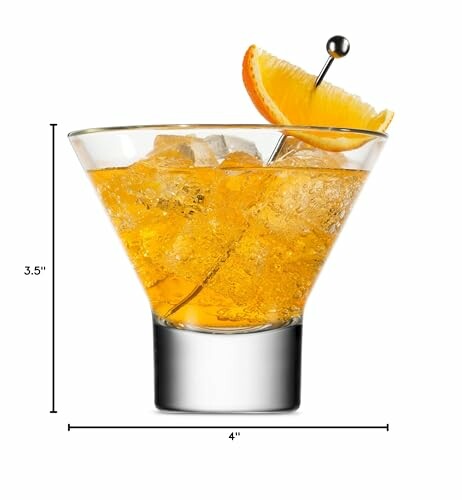 Glass of orange cocktail with ice and orange slice garnish.