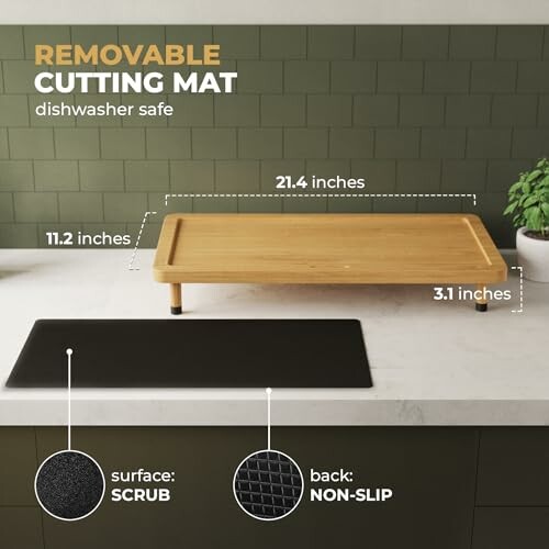 Removable cutting mat with dimensions and features