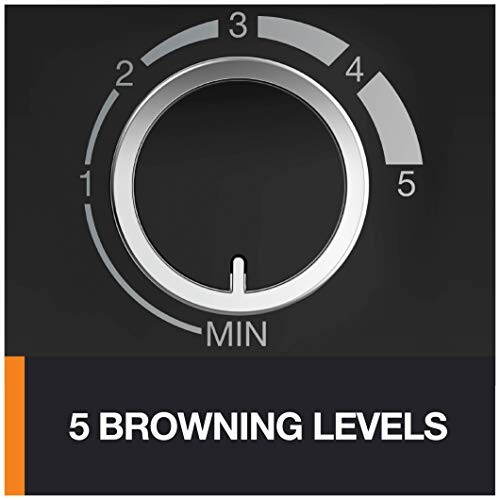 Dial showing 5 browning levels for a toaster